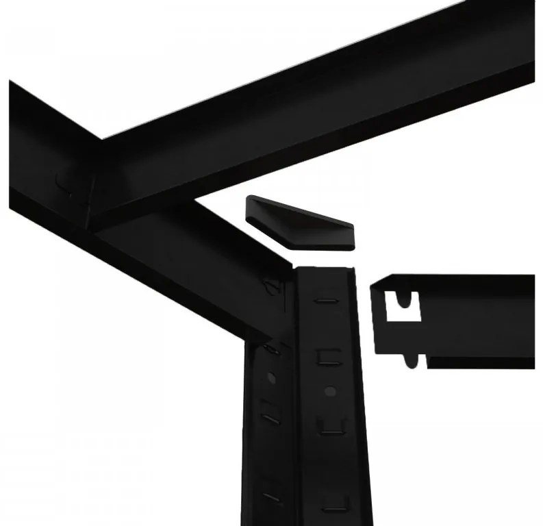 Fistar Rohový regál 1800x900x400x705 mm lakovaný 5-policový, nosnosť 750 kg - ČIERNY