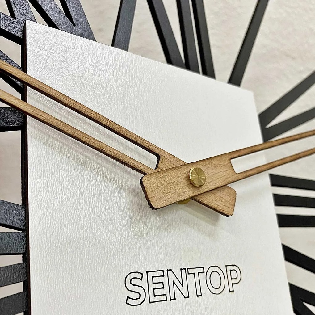 SENTOP | Drevené nástenné hodiny z HDF - Čierne, biele alebo dub | SENTOP HDFK038-dub analógové
