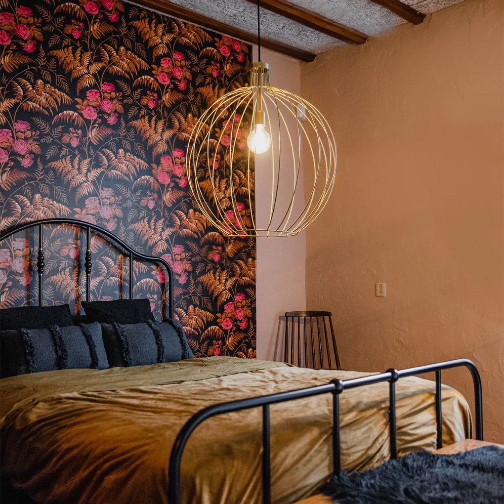 Dizajnové závesné svietidlo zlaté 60 cm - Wire Dos