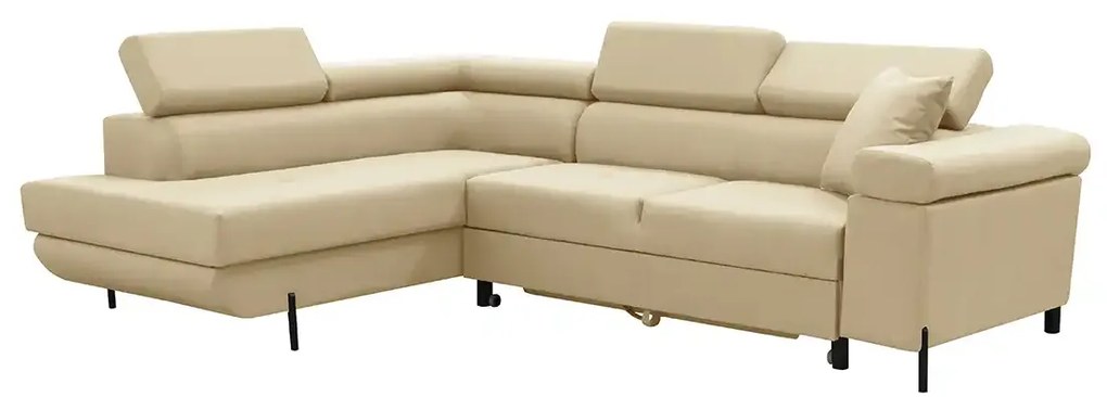 Rohová sedacia súprava s funkciou spania, vlnité pružiny, EDIS, ľavá Béžová