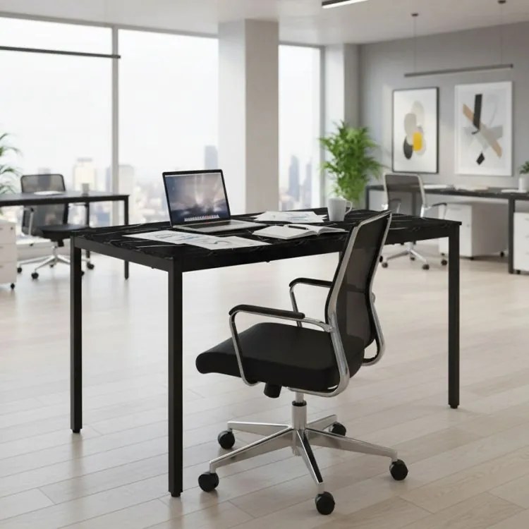 Kuchynský stôl čierny mramor 120 x 60 cm – univerzálny stôl pre 4–5 osôb