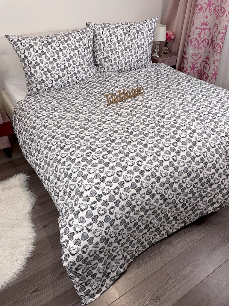 Obliečky bavlnené Amálka čierna TiaHome - 1x Vankúš 90x70cm, 1x Paplón 140x200cm