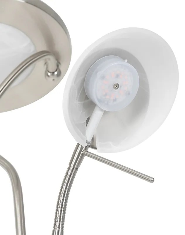 Oceľová stojaca lampa s LED a stmievačom s lampou na čítanie - Empoli