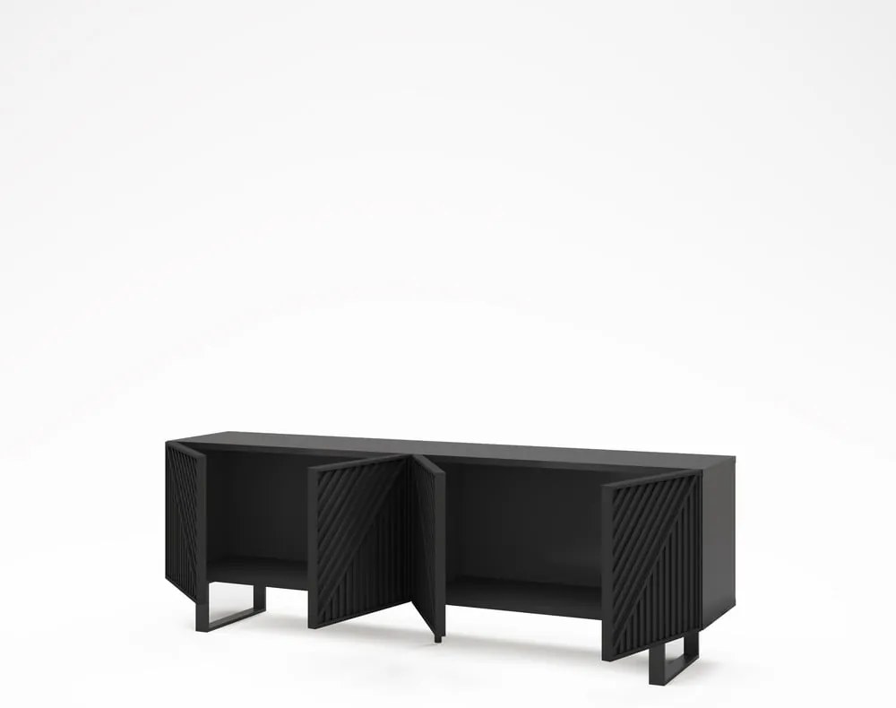 Čierny TV stolík 161x55x35 cm Peta – Marckeric