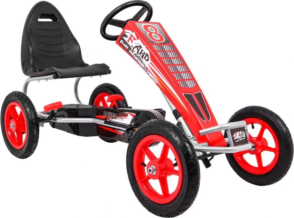 Ramiz Motokára Full Ahead AIR s pedálmi pre deti 3+ Červená + Nastavenie sedadla + Nafukovacie kolesá + Ručná brzda