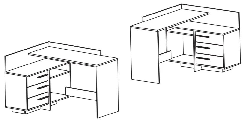 IDEA nábytok Písací stôl rohový THALES 484881 dub/biela