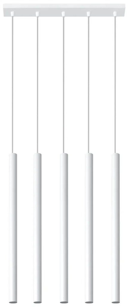 Závesné svietidlo Pastelo, 5x biele kovové tienidlo