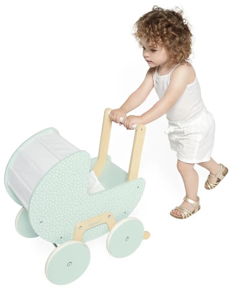 Drevený kočík pre bábiku s perinkou a vankúšikom - Zen