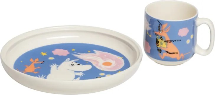 Set hrnčeka a taniera Moomin Space adventure, darčekový box