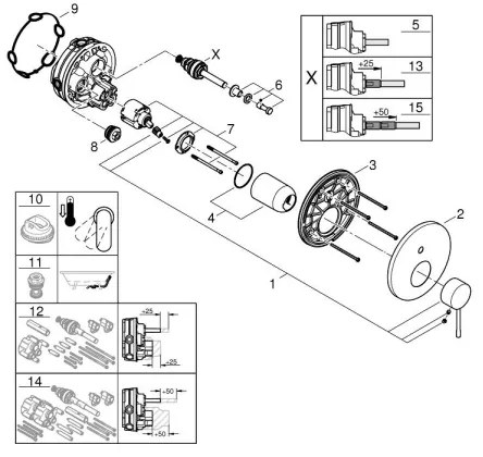 GROHE 24058DC1 - Sprchová batéria pre podomietkovú inštaláciu ESSENCE nerez