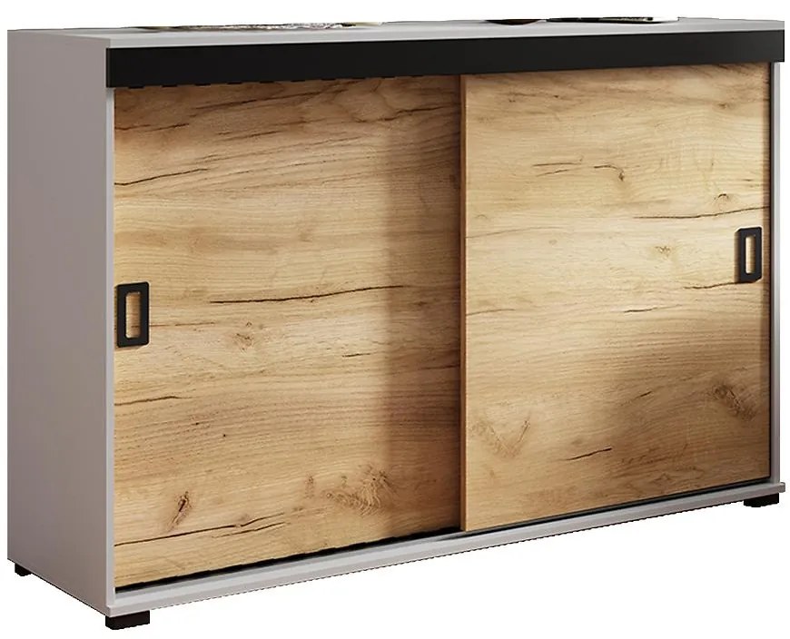 Komoda Retro 140 Biely/Craft + Čierna Rukoväte