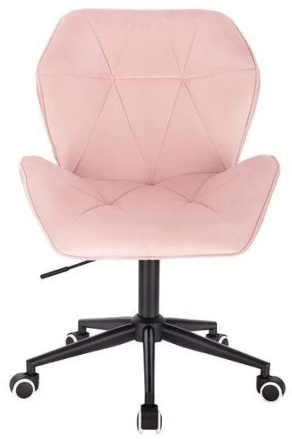 LuxuryForm DESIGN Stolička MILANO MAX VELUR na čiernej podstave s kolieskami - svetloružová