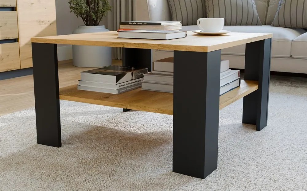 Konferenčný stolík Lawa Square 68 cm dub artisan/čierny