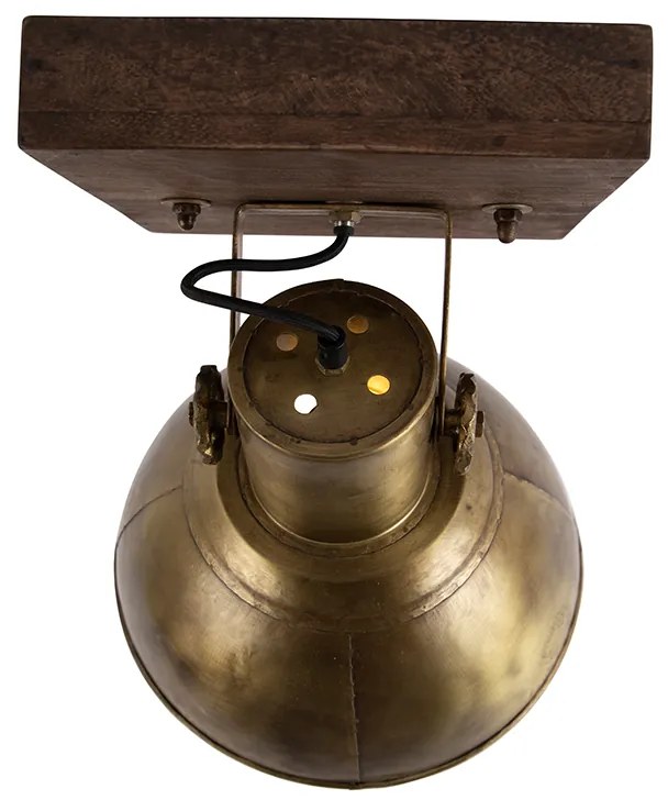 Priemyselné stropné bodové svetlo bronzové s drevom 30 cm - Mangoes