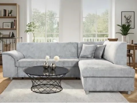 Rohová sedacia súprava Bernett, holubia sivá látka, pravý roh%