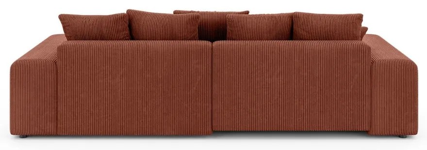 Menčestrová rozkladacia rohová pohovka s úložným priestorom v tehlovej farbe (variabilný roh) Luma – Ropez