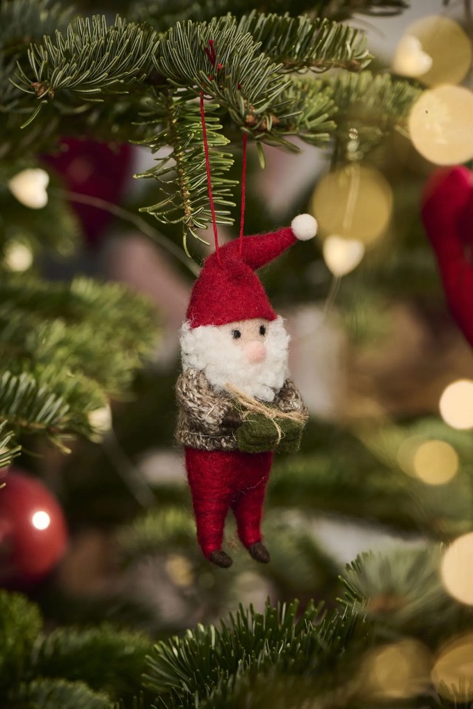Ib Laursen Plstená ozdoba Santa's Helper S vrecom