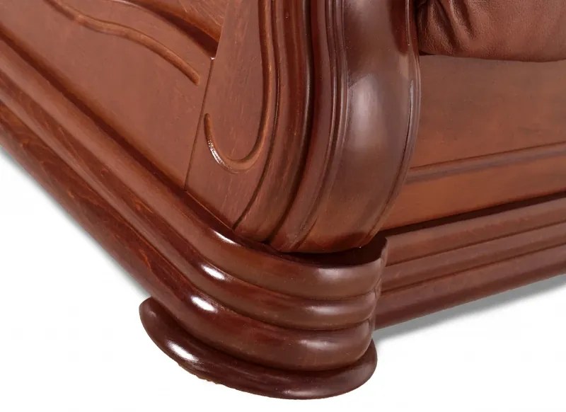 Kožená rozkladacia pohovka Baron 3R, biela / wenge (k1 / 8)