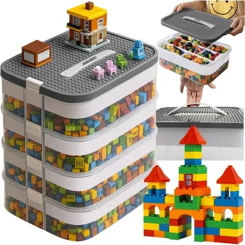 KRUZZEL Box na stavebnicu so 4 úrovňami - organizér na hračky - Kruzzel