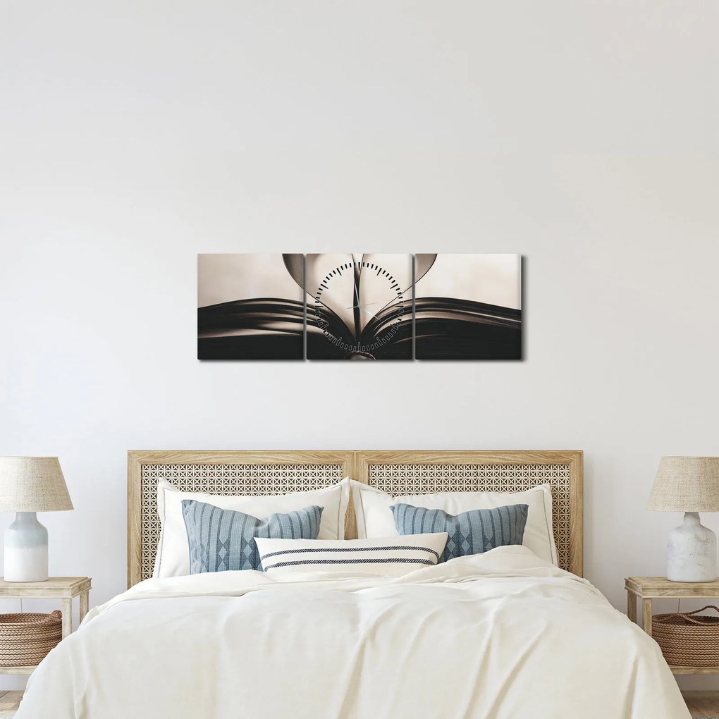 Obraz knihy (s hodinami) (90x30 cm)