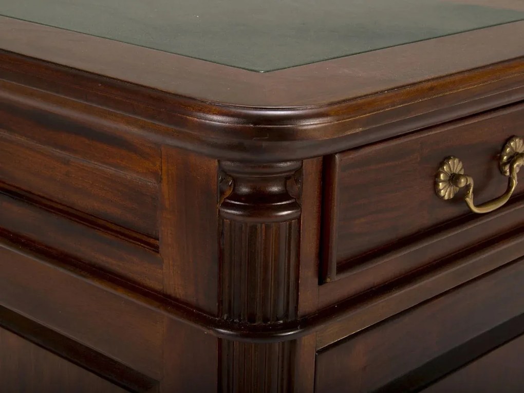 furniture-nabytek.cz - Masívny písací stôl Cambridge z mahagónu, lakovaný, zelená koža – 160×80×80 cm