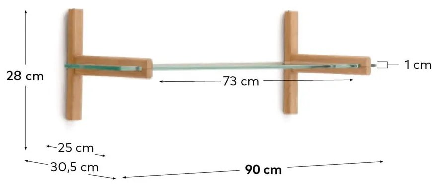 Sklenený modulárny policový systém v prírodnej farbe 90x28x30,5 cm Sitra – Kave Home