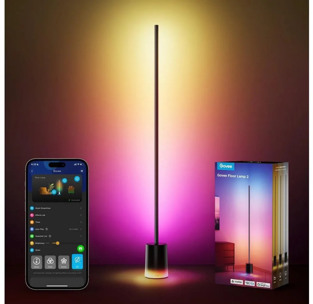 Govee - LED Stojacia lampa Smart MATTER LED RGBICWW Wi-Fi + DO