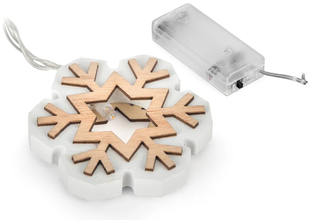 Bestent Svetielka na baterky drevené 10LED 1,65m teplá biela Snowflake
