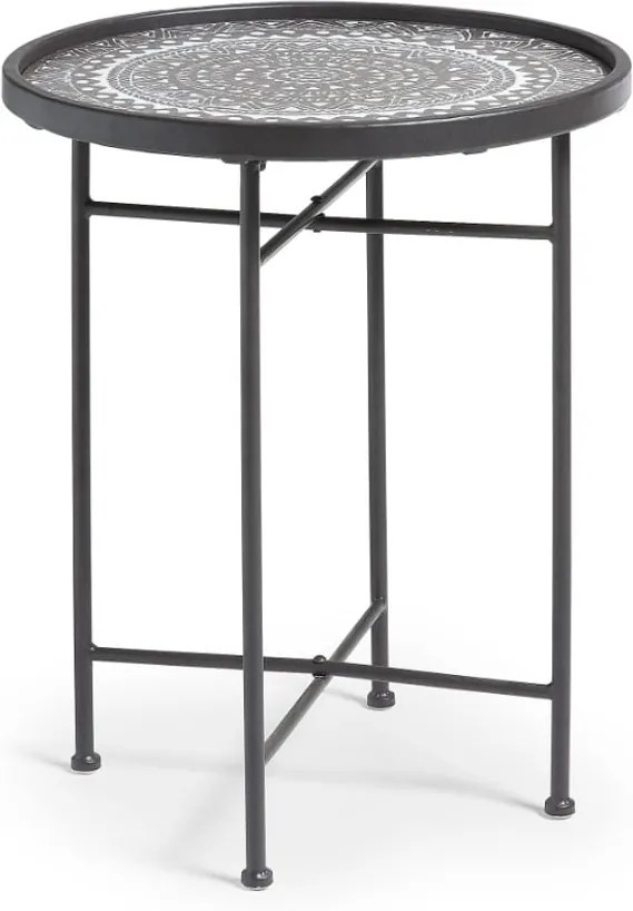 Čierny kovový odkladací stolík La Forma Adri, ⌀ 45 cm