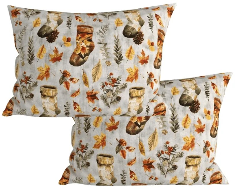 Súprava 2 ks dekoračných obliečok na vankúš AUTUMN SOCKS 50x70 cm, farebná