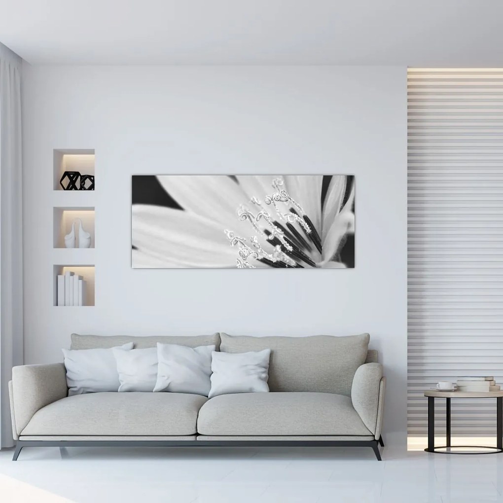 Obraz - Čiernobiely kvet (120x50 cm)