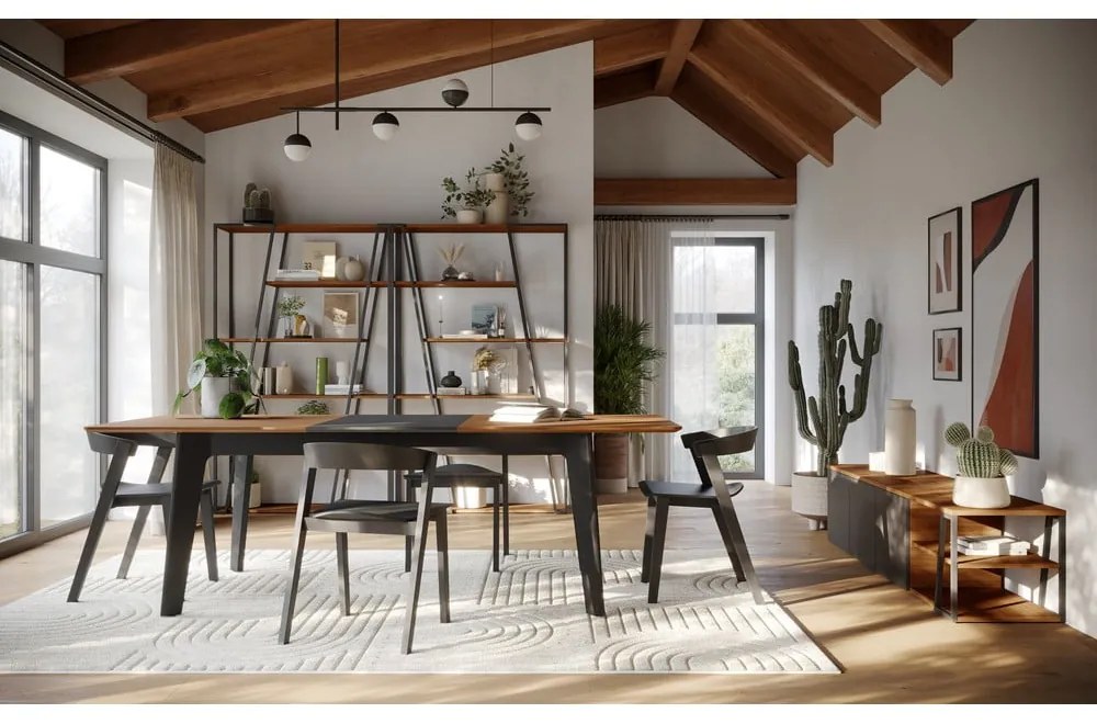 Rozkladací jedálenský stôl s doskou v dekore orechového dreva v prírodnej farbe 100x180 cm Shadow – TemaHome