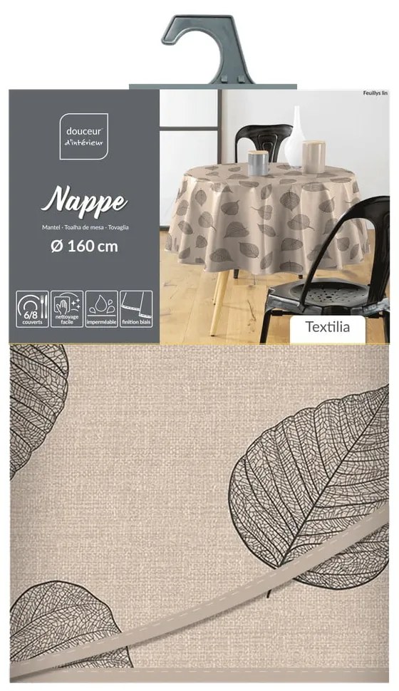 Umývateľný obrus ø 160 cm Feuillys – douceur d'intérieur