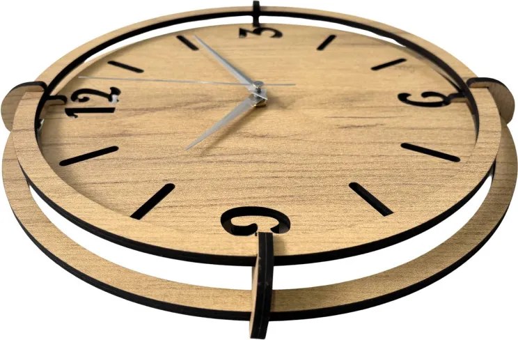 Drevené nástenné hodiny 30-50 cm – moderný dubový dizajn desing | SENTOP HDF0601-GOLD-OAK