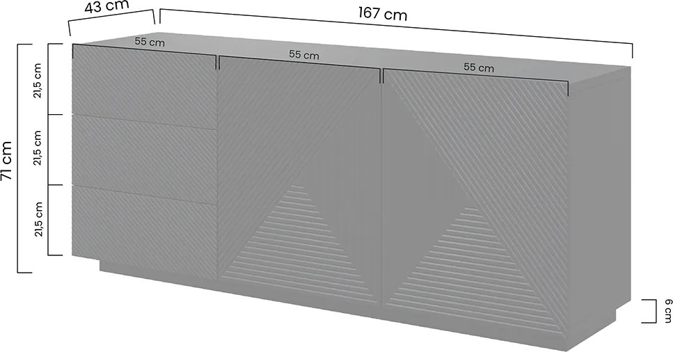 Komoda so zásuvkami Asha 167 cm dvojdverová - kašmír