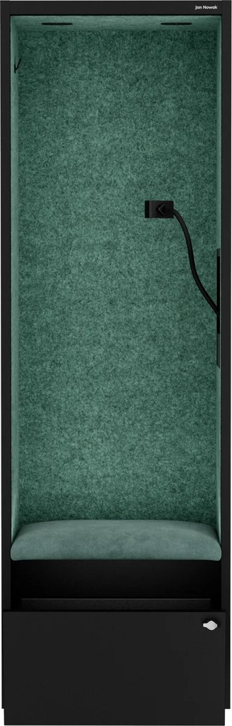 Akustická kabína SALLY MentalBox 600 mm – čierny korpus, zelené sedadlo