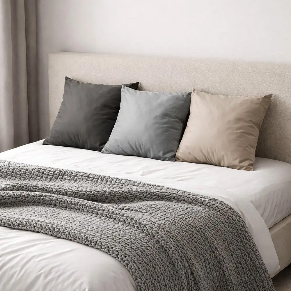 Polášek Povlak na vankúš z bavlneného saténu - Light grey | 40 x 40 cm