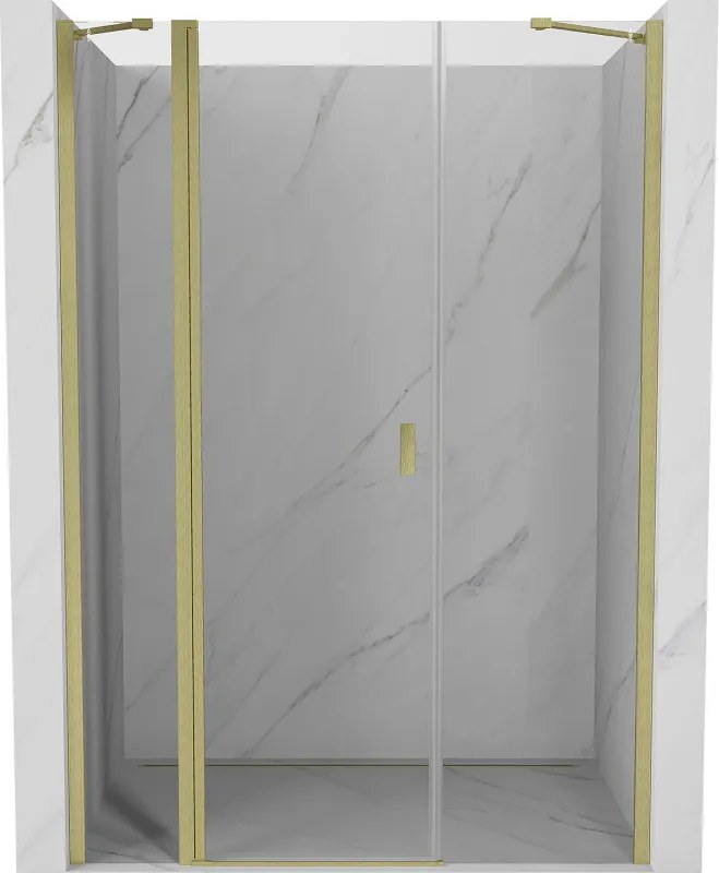 Mexen Mist, výklopné sprchové dvere 145 cm, číre sklo, zlatá matná, 8A4-145-001-55-00