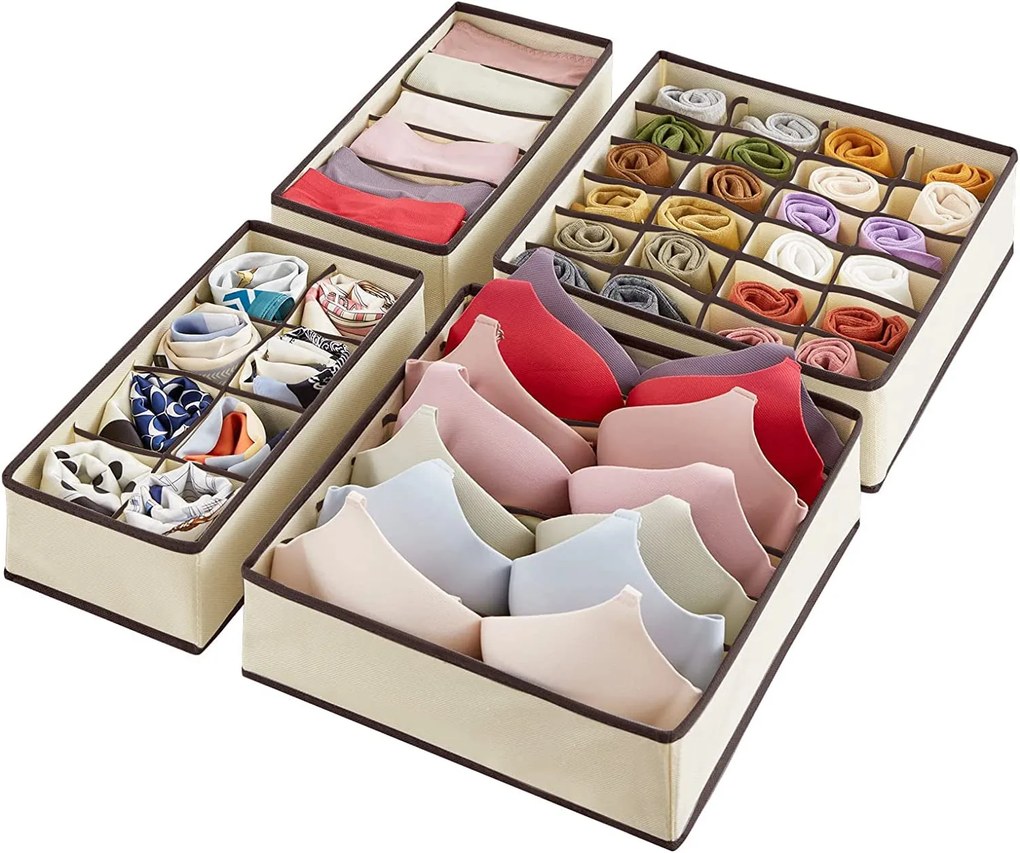 VERK GROUP Organizér na spodnú bielizeň, KIPIT, 6 priehradiek, béžový, 34 x 16 x 10 cm