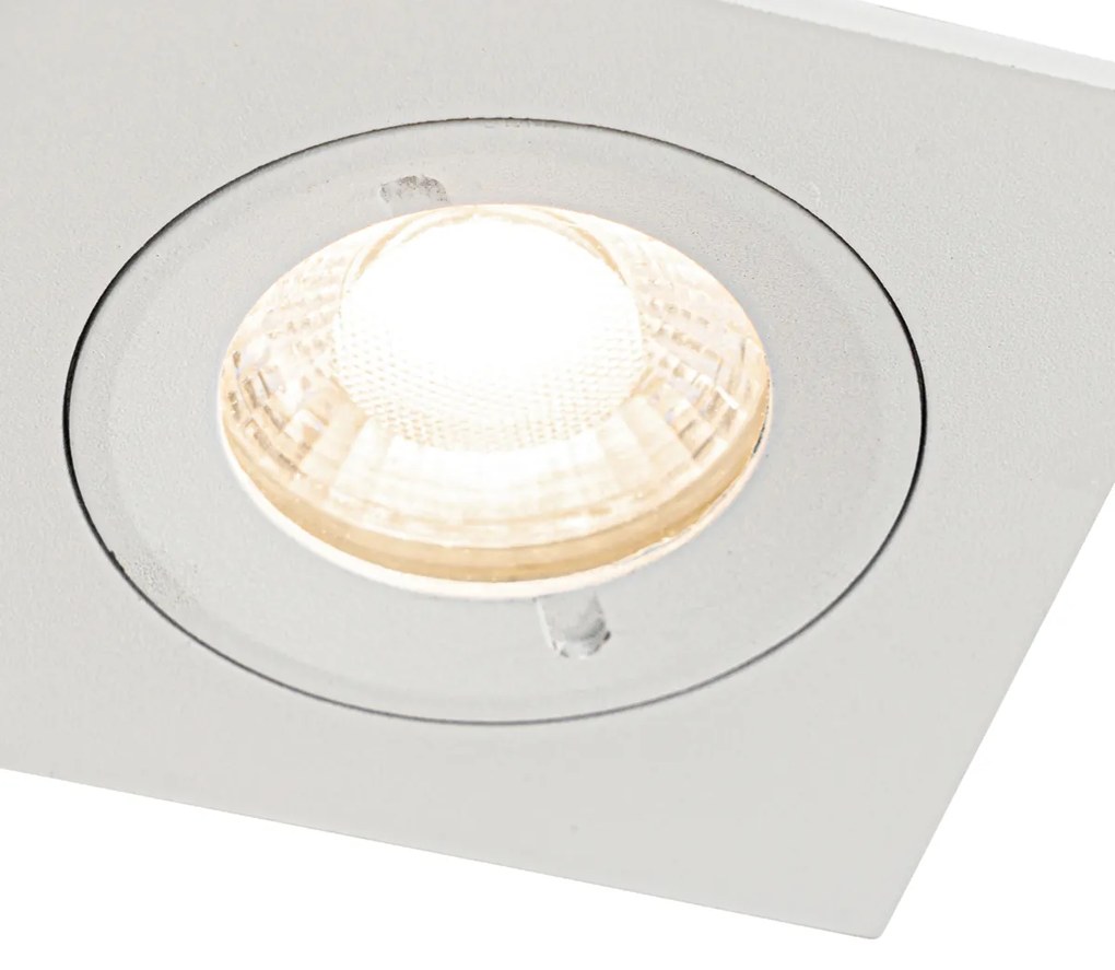 Sada 6 vstavaných bodových svetiel bielych štvorcových GU10 50 mm IP44 - Xena