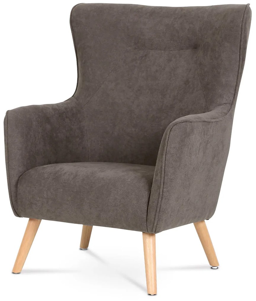 Autronic - Kreslo, poťah lanýžová látka, drevené nohy, masív kaučukovník - AK-313 LAN2