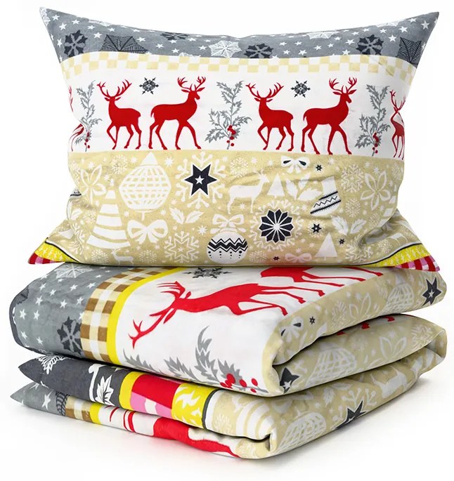 Flanelové obliečky CHRISTMAS TIME farebné Rozmer obliečky: 70 x 90 cm | 140 x 220 cm