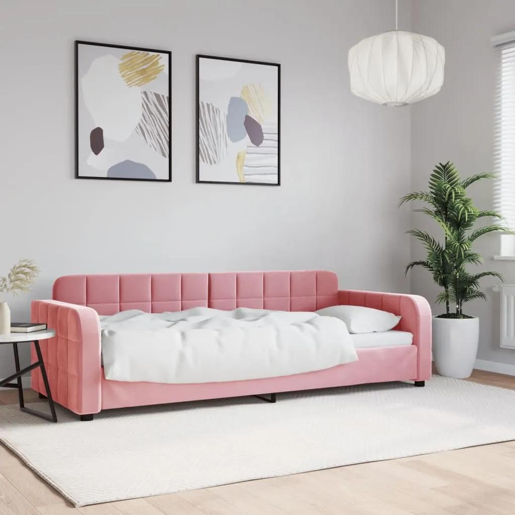 Denná posteľ ružová 80x200 cm zamat 354054