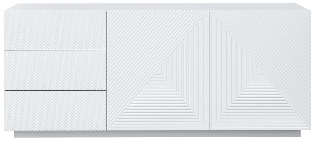 Komoda Asha 167 cm na sokli - biely mat