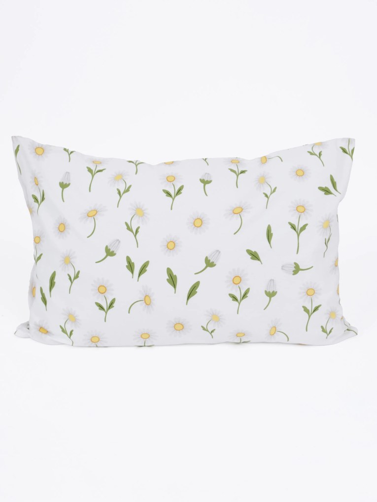 Bavlnená obliečka na vankúš Renforcé 40 × 60 cm - Sedmokrásky biele