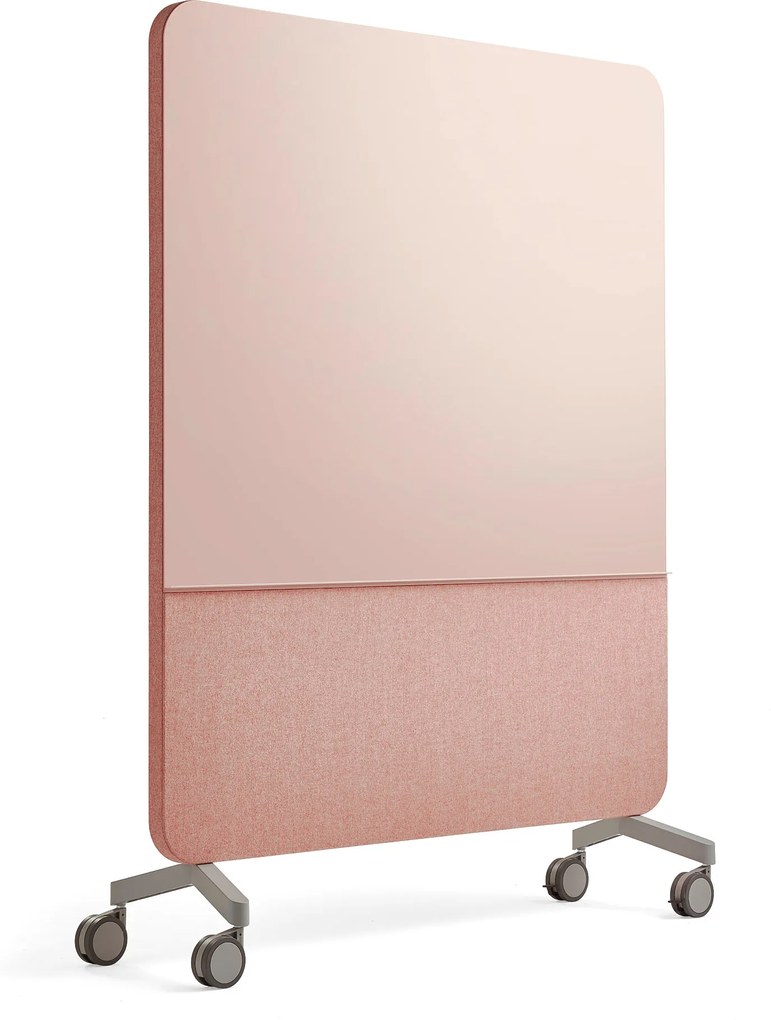 Sklenená magnetická tabuľa Mary s akustickým panelom, 1500x1960 mm, ružová