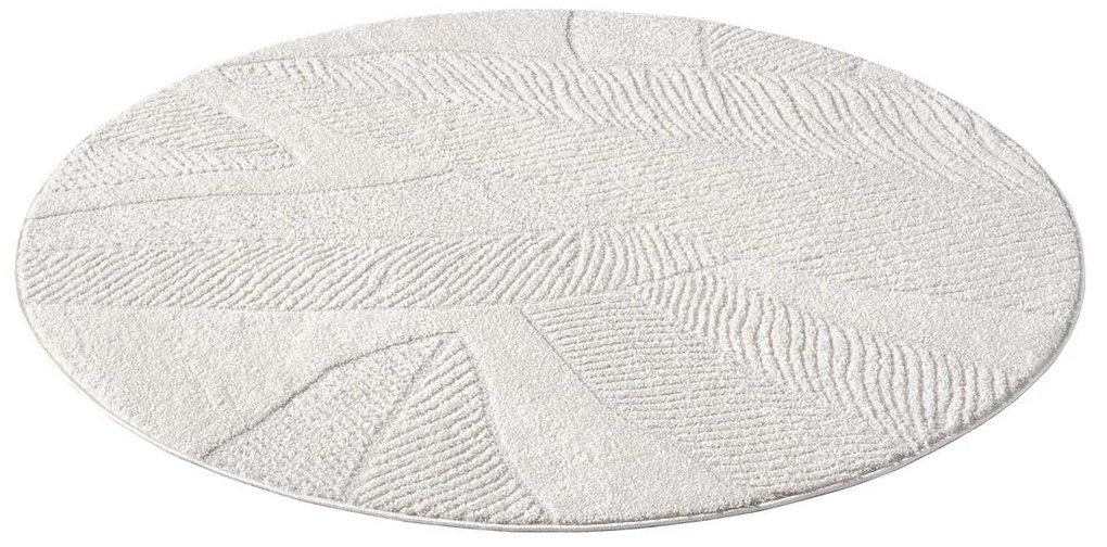 Dekorstudio Moderný okrúhly koberec LOUNGE 0629 - krémový Priemer koberca: 120cm