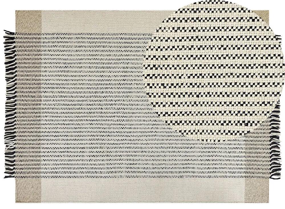 Vlnený koberec 160 x 230 cm béžová/čierna DIVARLI Beliani