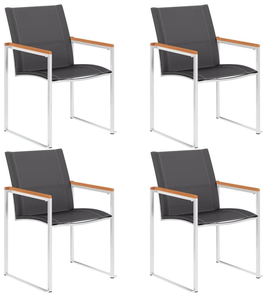 Záhradné stoličky 4 ks sivé textilén a nehrdzavejúca oceľ 46496
