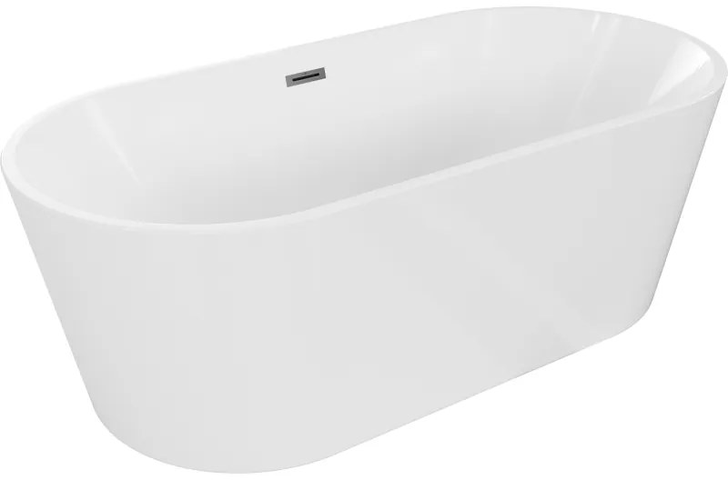 Mexen Luna, voľne stojaca vaňa 170 x 80 cm, biela, brúsený grafit prepad, 52031708000-95